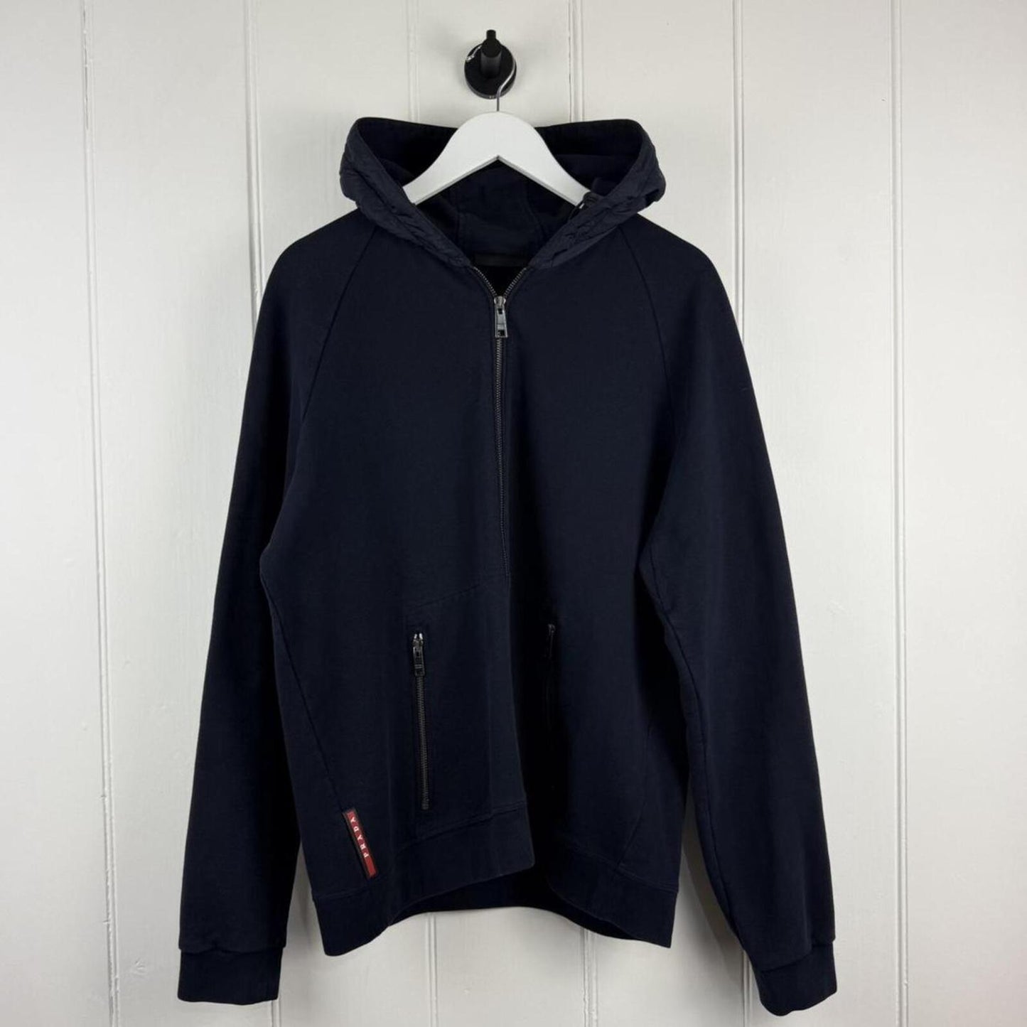 Prada Zip Hoodie Navy Nylon Hood (L)
