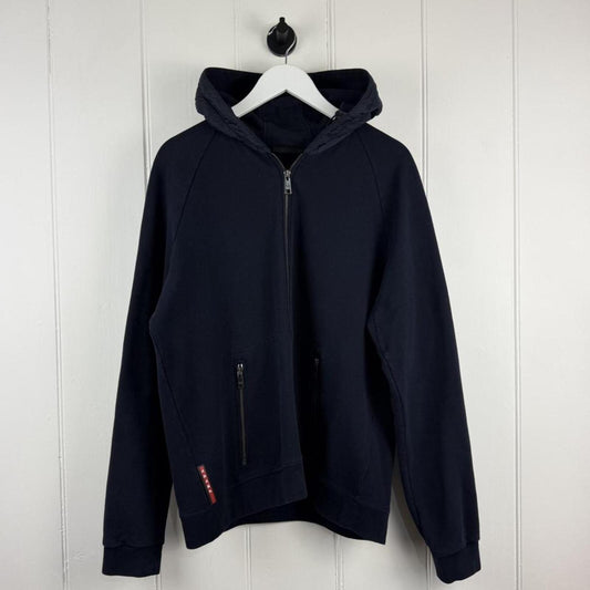 Prada Zip Hoodie Navy Nylon Hood (L)