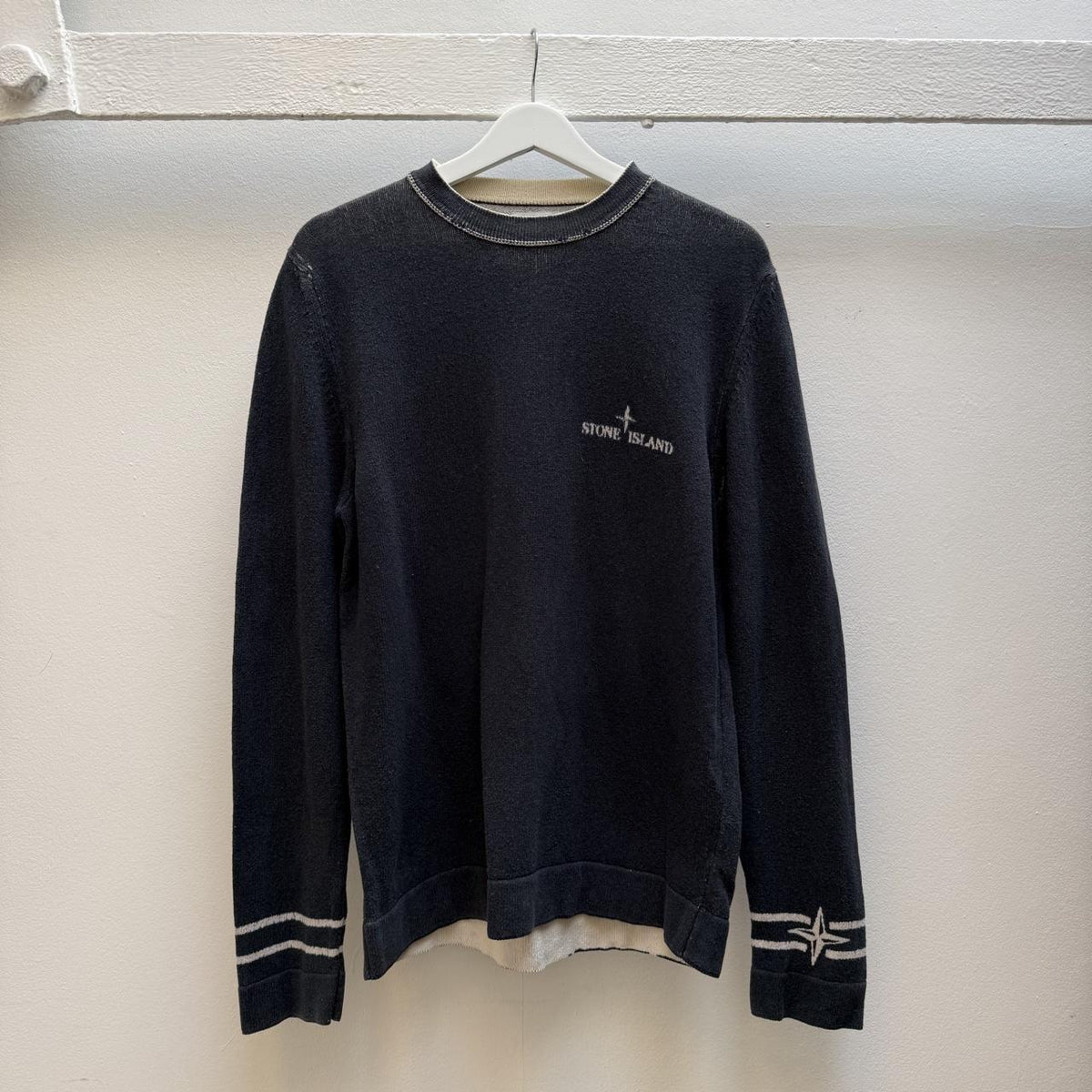 Early 2000s Stone Island Logo Knit Jumper (L)