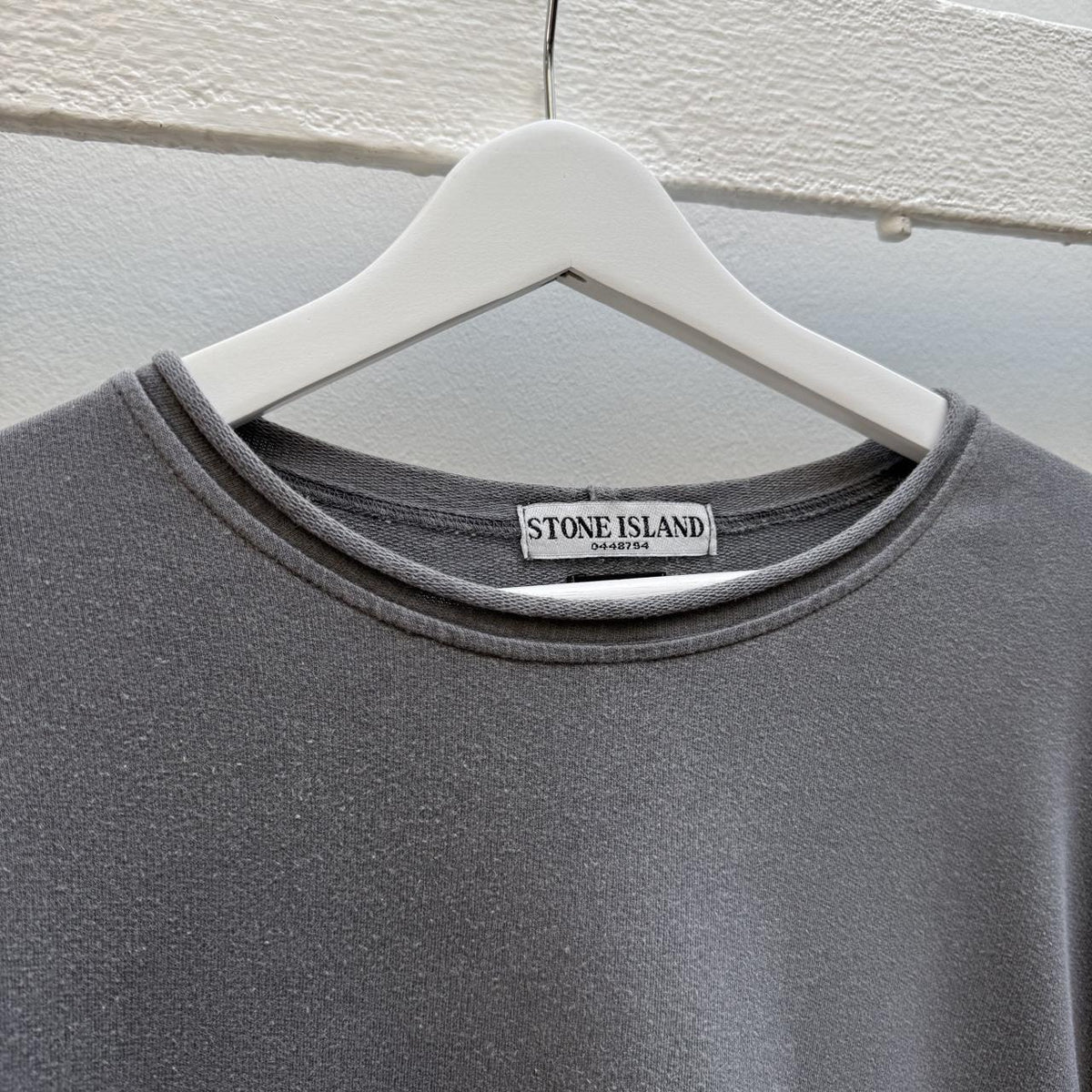 Stone Island Vintage Early 2000s Spellout Sweatshirt – Washed Grey (L)