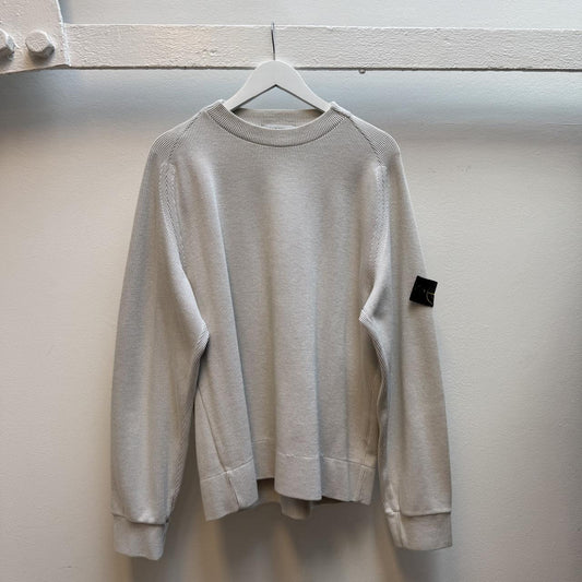 Early 00s Stone Island Ribbed Knit Jumper – Light Grey (L)