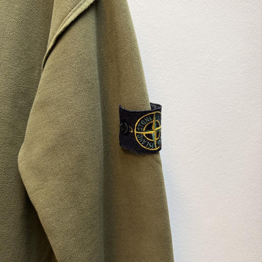 Early 00s Stone Island Quarter Zip Sweatshirt – Olive Green (L)