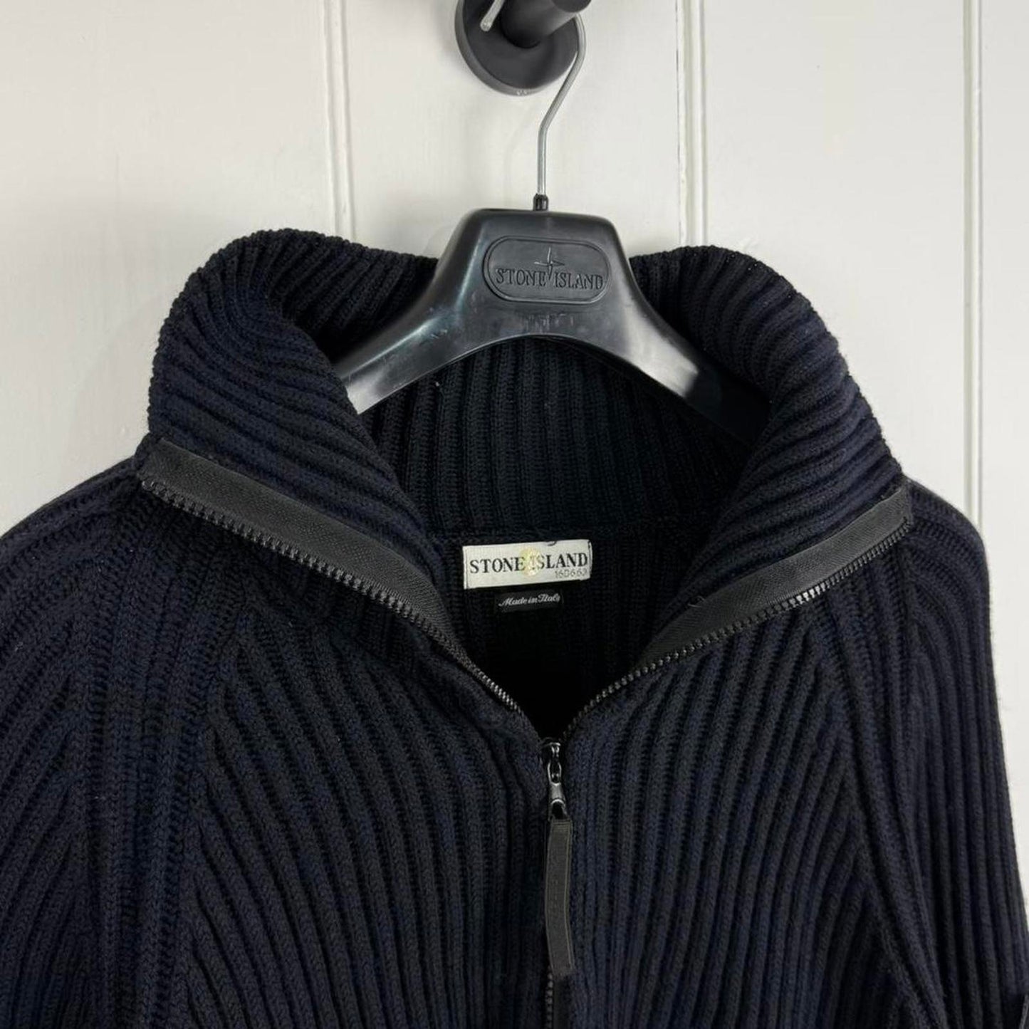 Stone Island Early 2000s Full Zip Ribbed Knit (L)