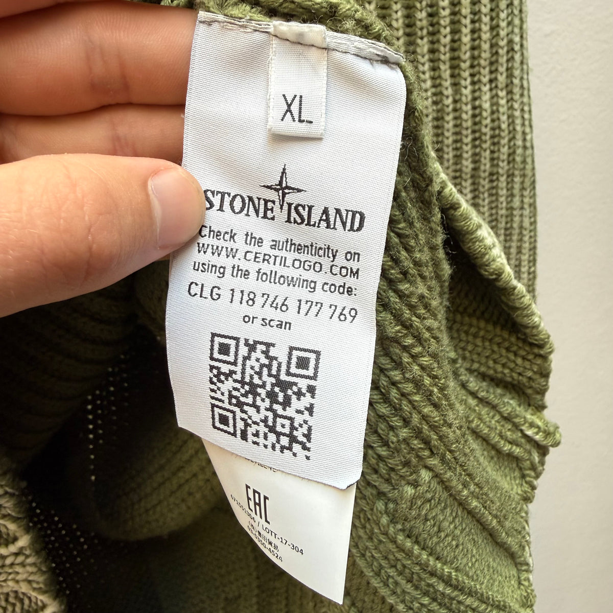 2018 Stone Island Frost Collection Cable Knit Jumper – Olive Green