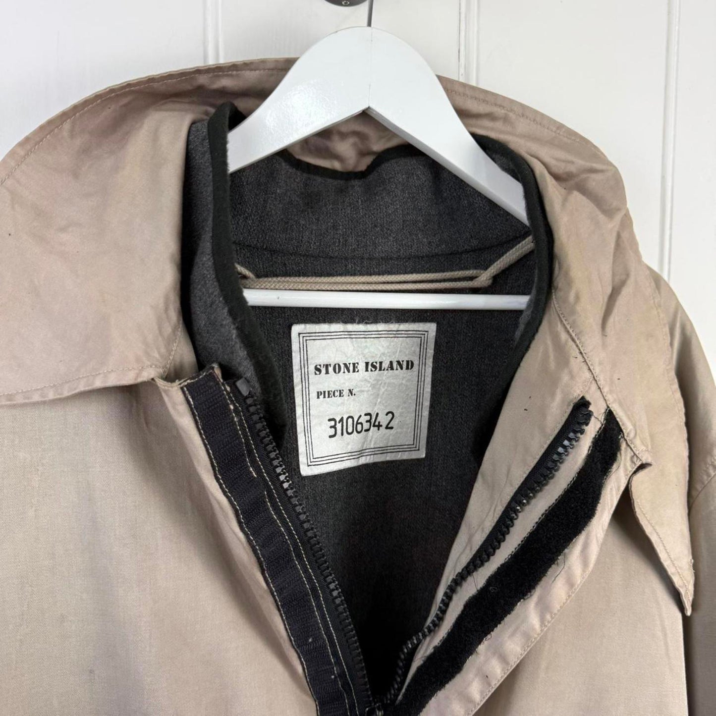 1996 Stone Island Raso Gommato Dutch Rope Parka Jacket Beige (XXL)