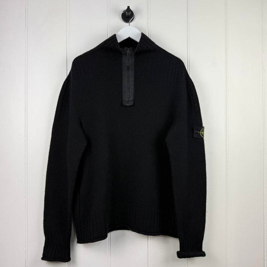 Stone Island Virgin Wool Half-Zip Knit Black (L)