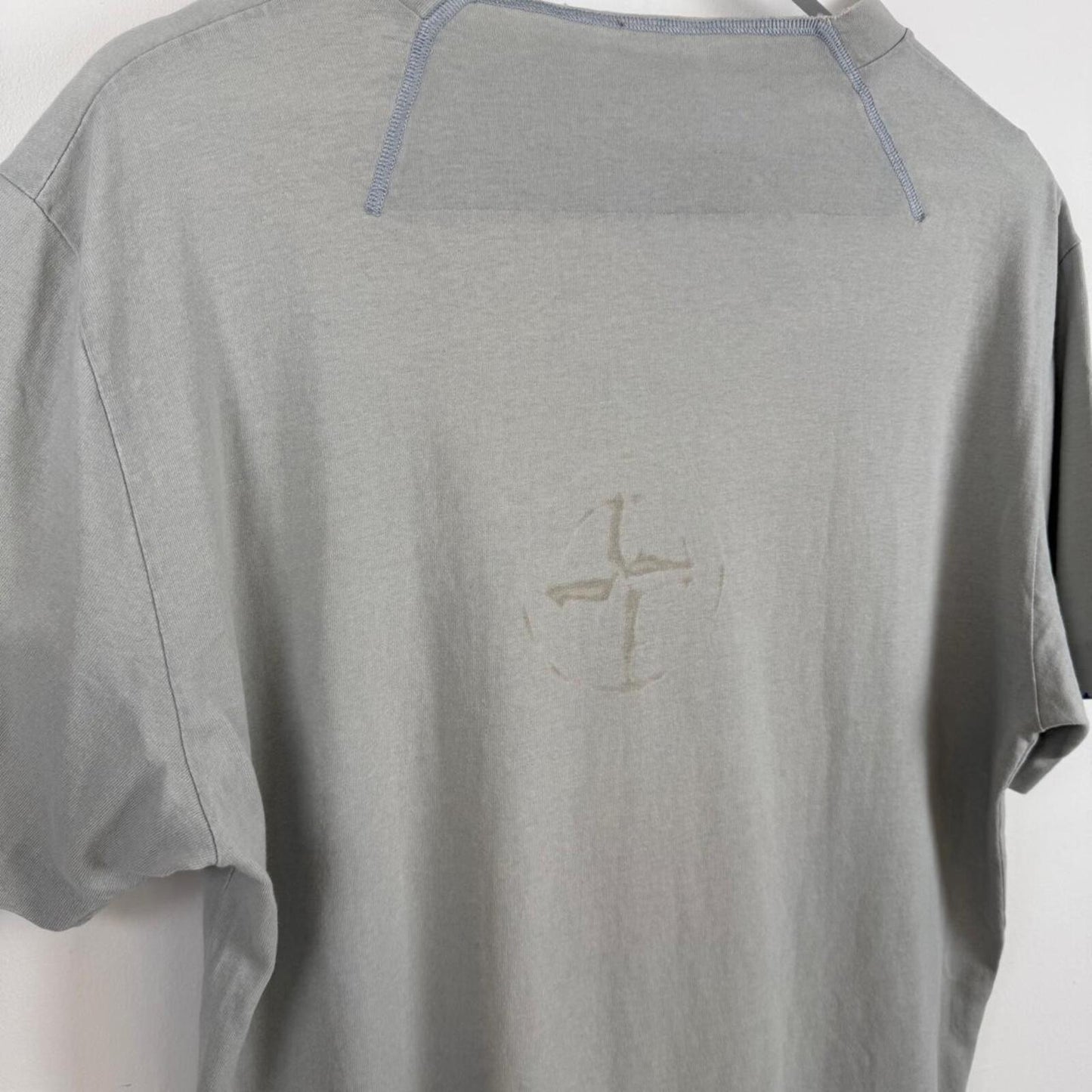 Stone Island Burn Through Compass Logo T-Shirt Grey (M)