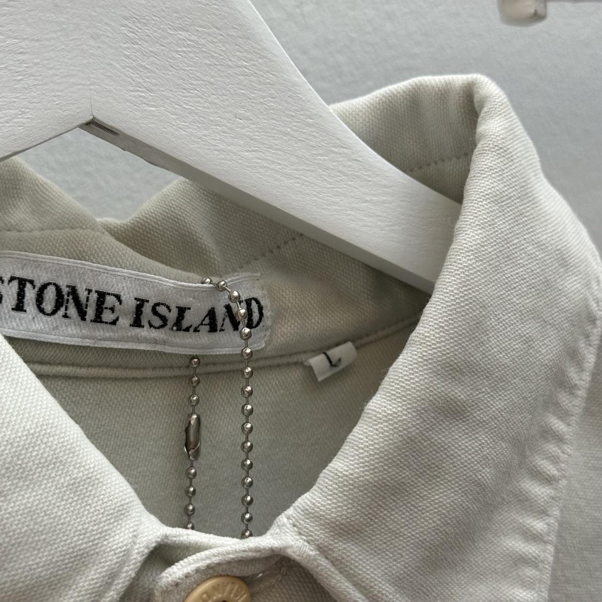 90s Stone Island Moleskin Overshirt Light Grey (L)