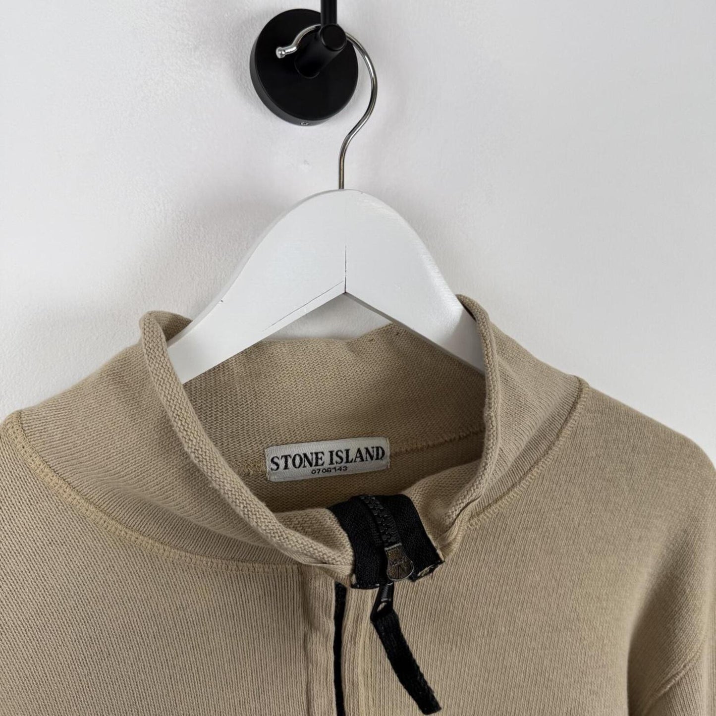 Stone Island Quarter Zip Knit Jumper Beige (M)