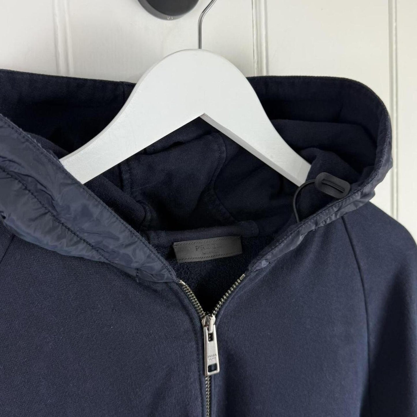 Prada Zip Hoodie Navy Nylon Hood (L)