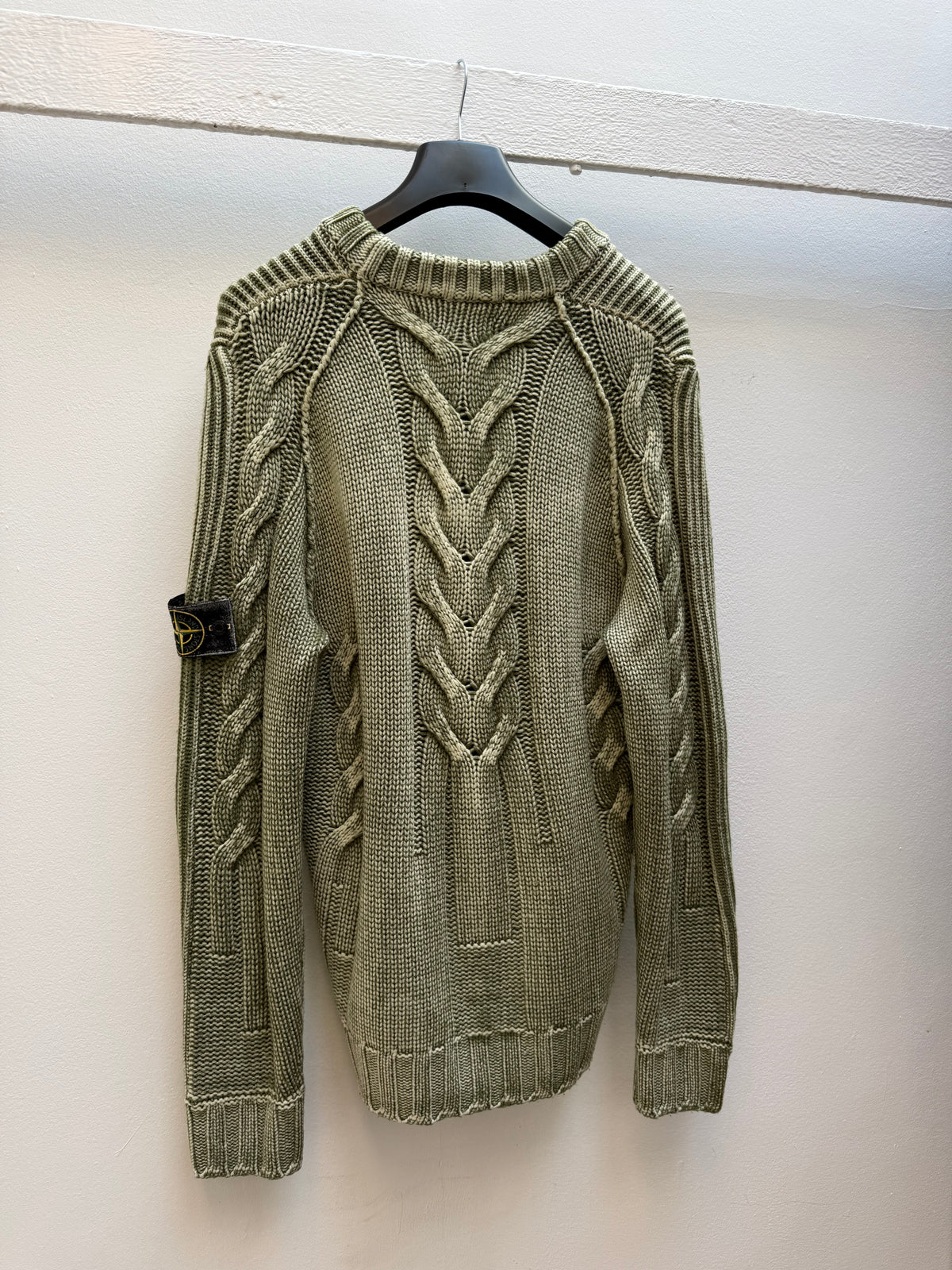 2018 Stone Island Frost Collection Cable Knit Jumper – Olive Green