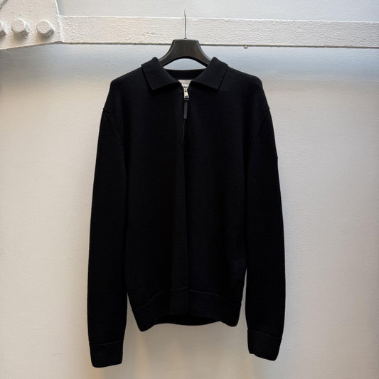 Moncler Black Tricot Knit Zip Jumper (XL)