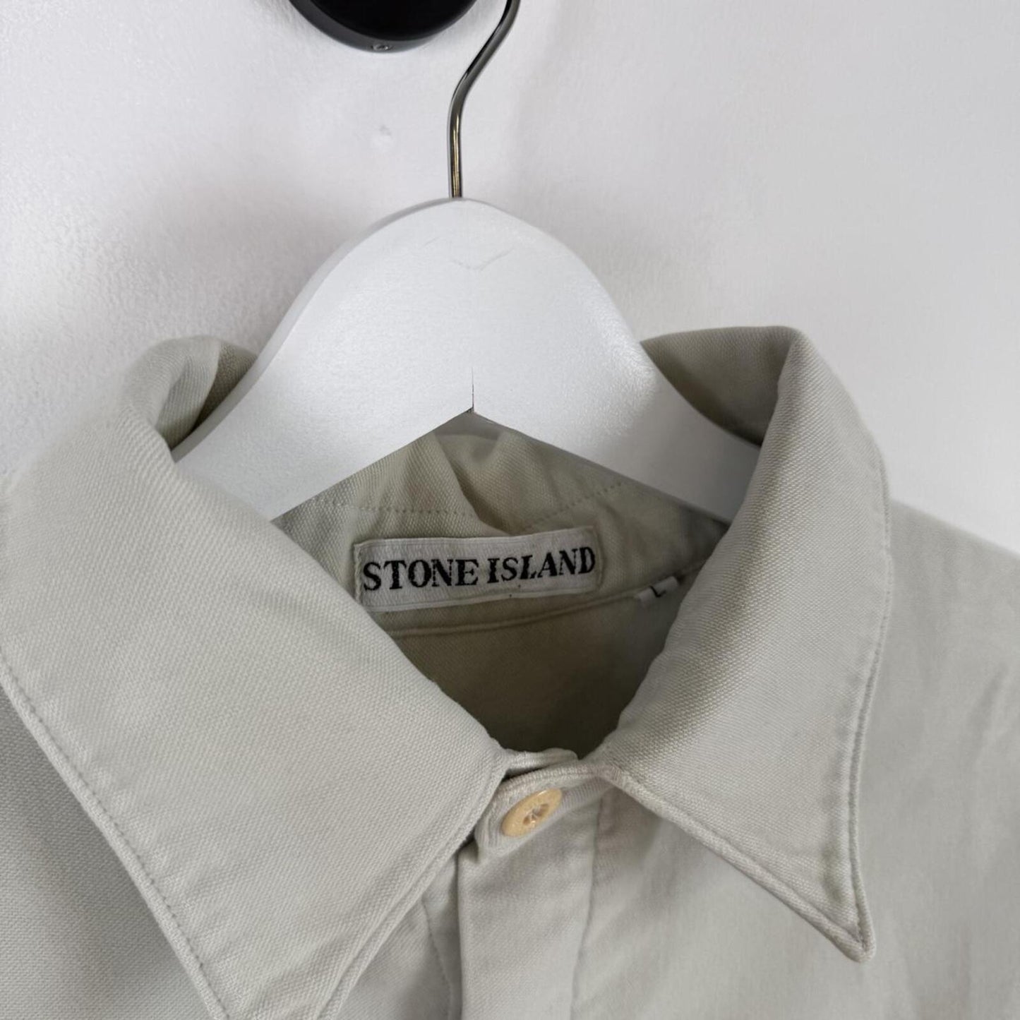90s Stone Island Moleskin Overshirt Light Grey (L)