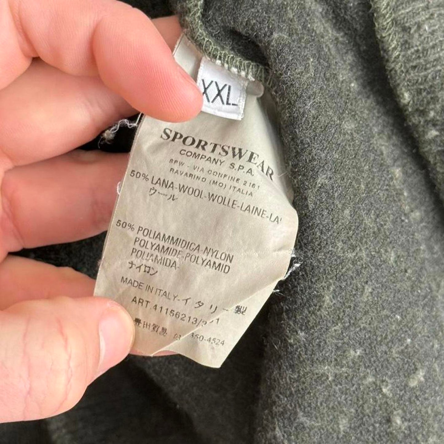 2000's Stone Island Wool Nylon Knit Sweater Khaki Green (XXL)