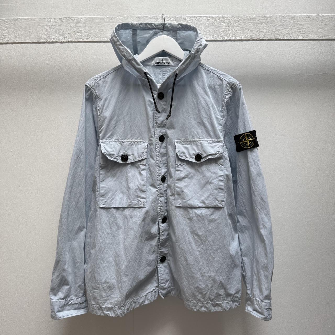 Stone Island Hooded Over Shirt in Light Blue (M)
