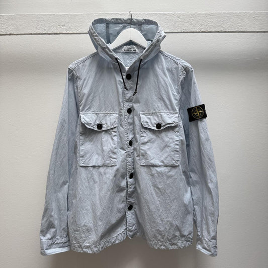Stone Island Hooded Over Shirt in Light Blue (M)