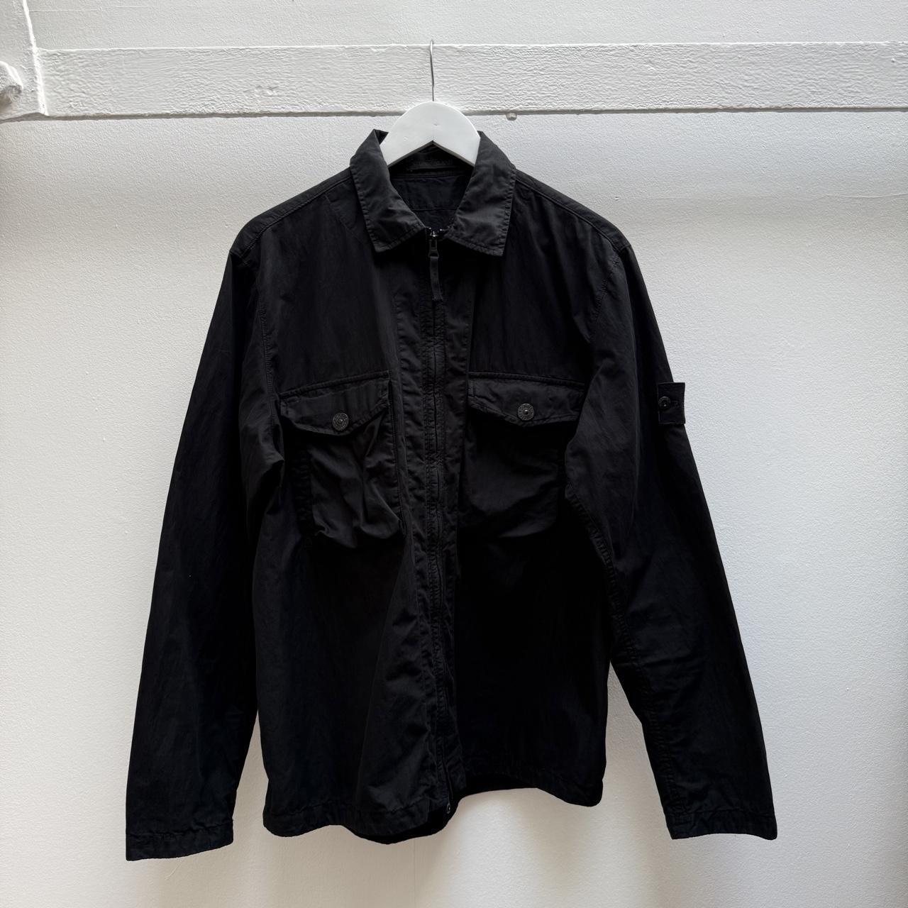 Stone Island Ghost Zip Over Shirt in Black (L)