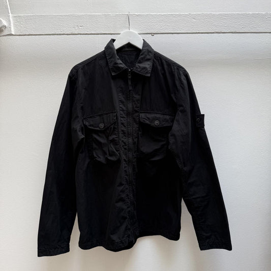 Stone Island Ghost Zip Over Shirt in Black (L)