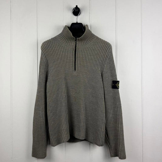 Stone Island Ribbed Knit Quarter Zip Jumper (M)