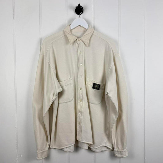1980s Stone Island Frontal Badge Heavy Cotton Shirt (L)