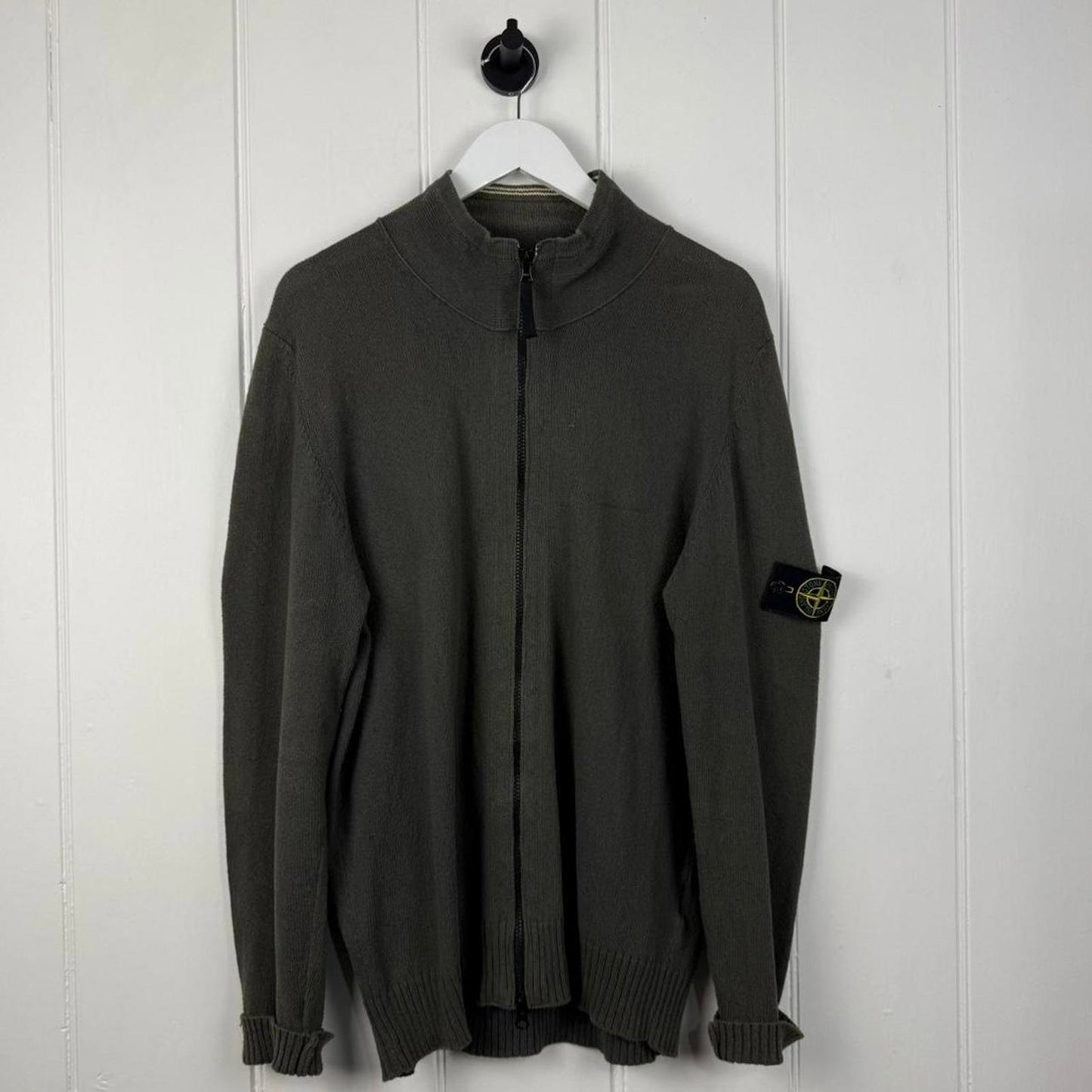Stone Island Full Zip Knit Sweater Olive (XL)