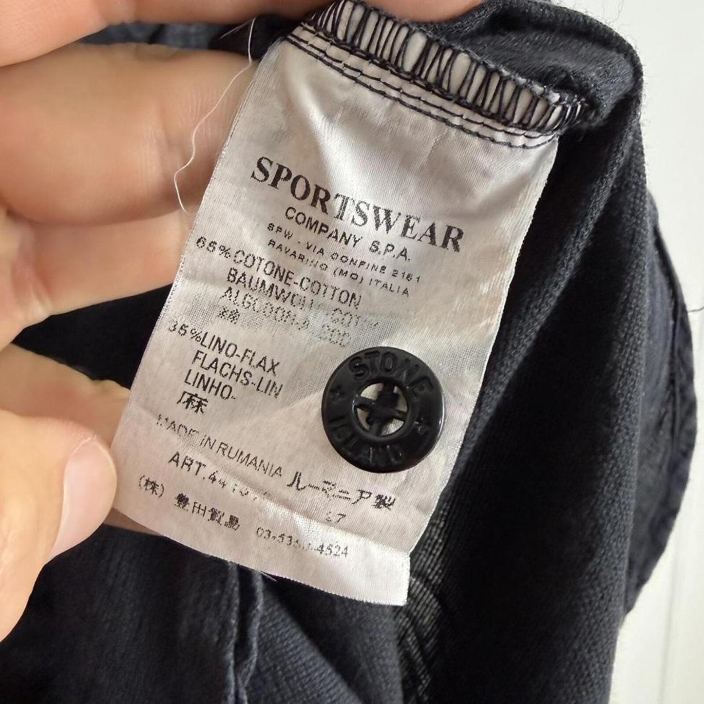 Stone Island 2000s Linen Blend Short Sleeve Shirt (L)