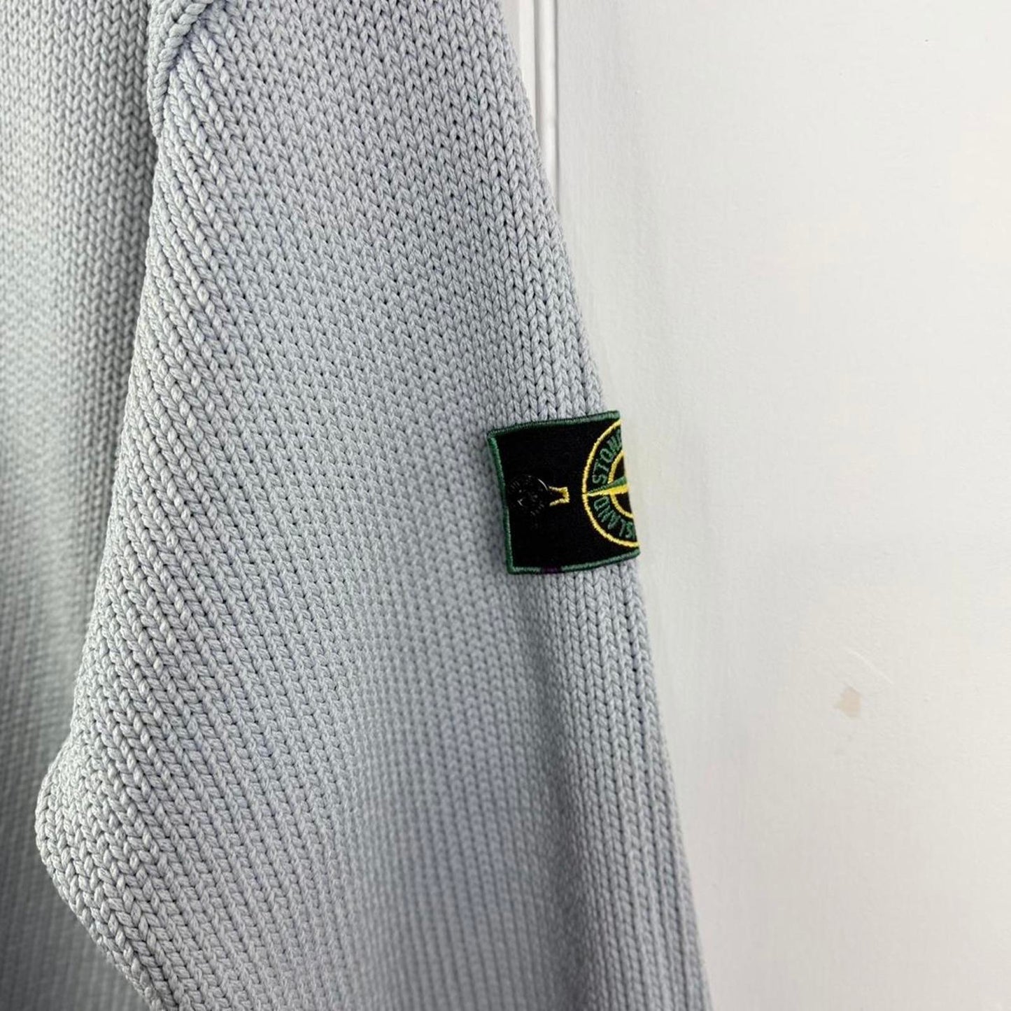 90s Stone Island Grey Knit Button Neck Sweater (XL)