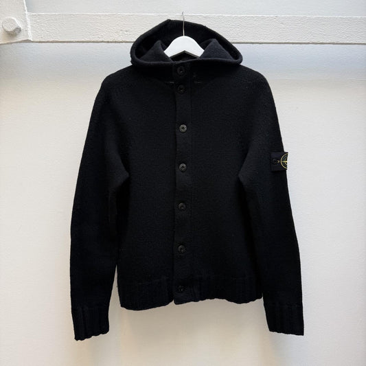 Stone Island Vintage Early 2000s Wool Hooded Cardigan – Black (S/M)