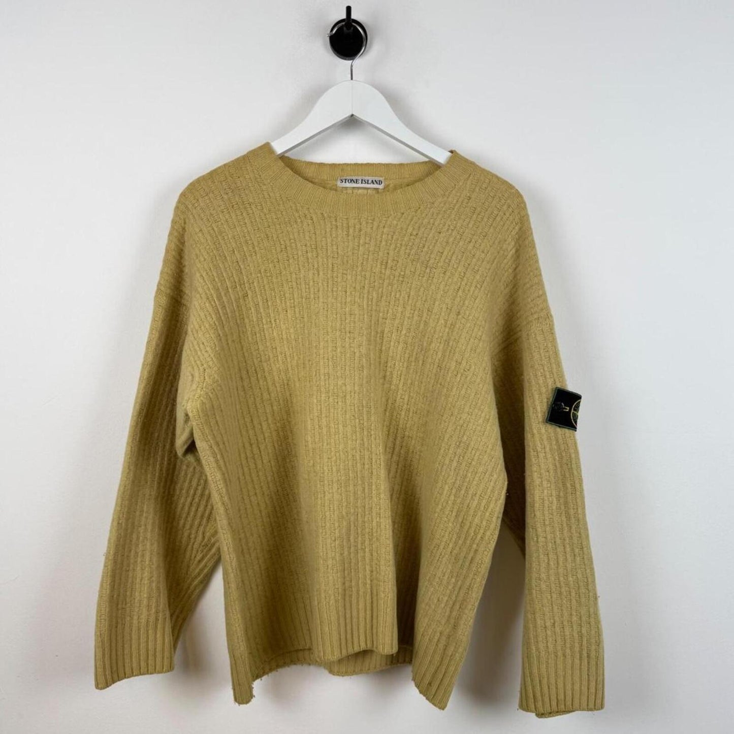 Stone Island Ribbed Wool Blend Knit Jumper Beige (M/L)