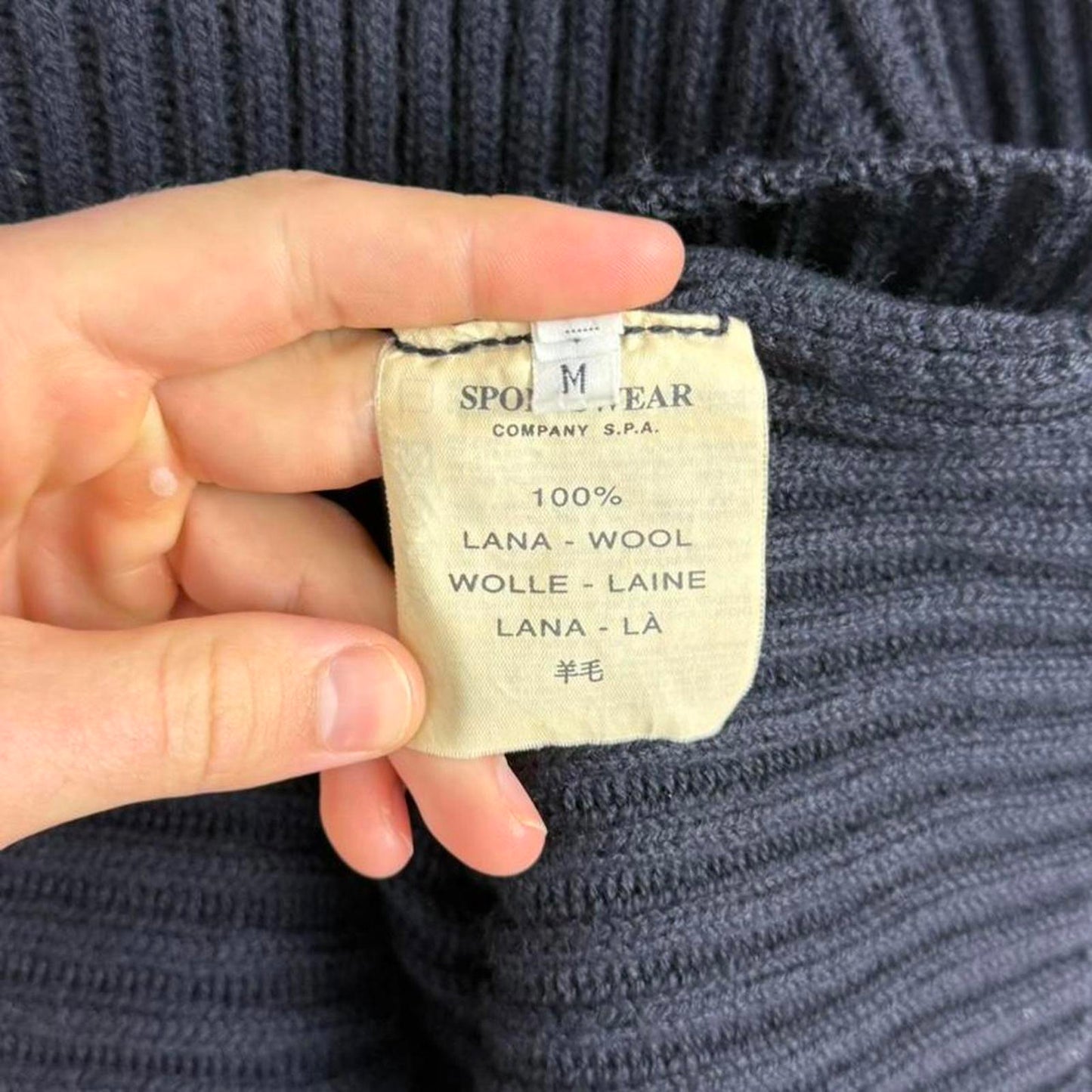 Stone Island Early 2000s Full Zip Ribbed Knit (L)