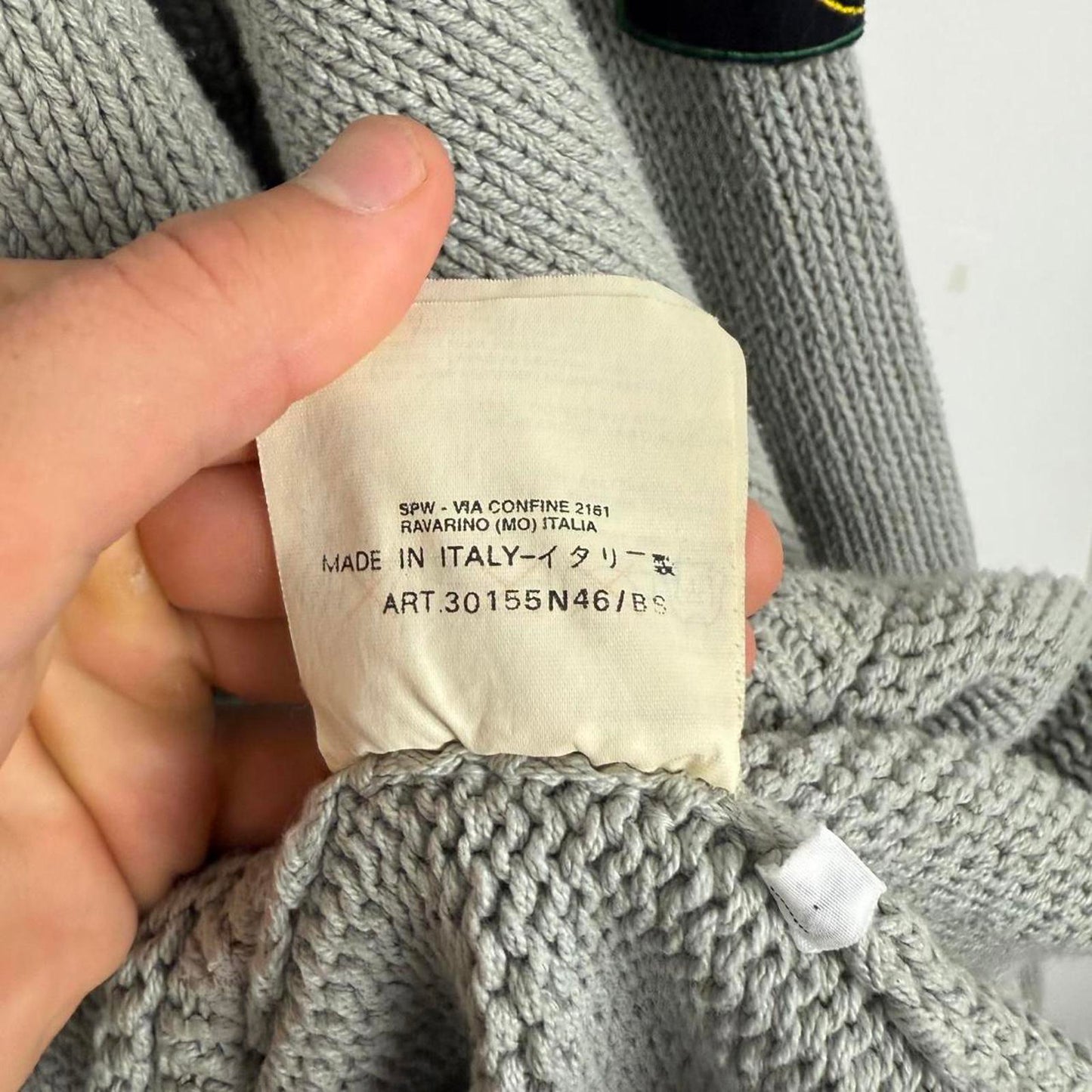 Stone Island Crew Neck Heavy Knit Sweater Grey (XL)