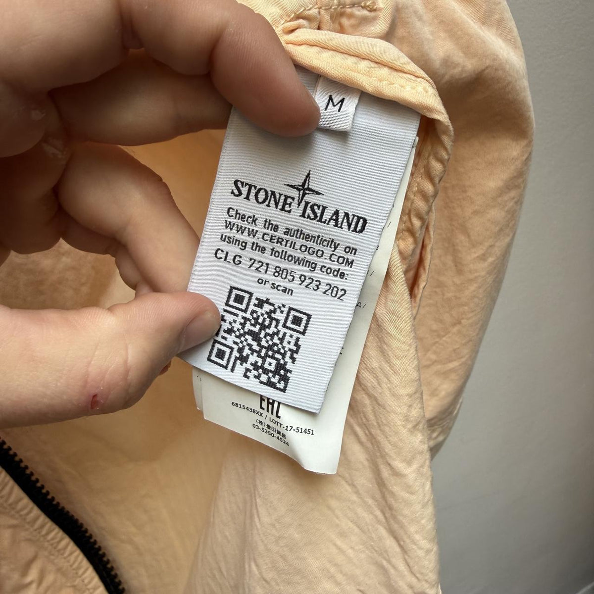 Stone Island 50 Fili Folded Marina Print Jacket – Peach (M)