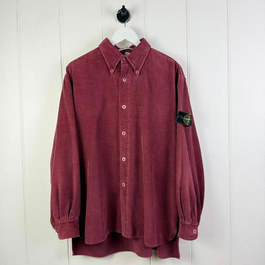 1995 Stone Island Jumbo Cord Shirt in Burgundy (L)