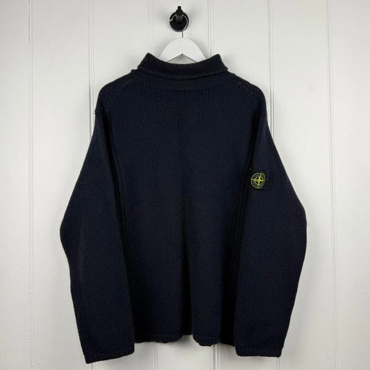 Stone Island Wool Mock Neck Knit Navy (XL)