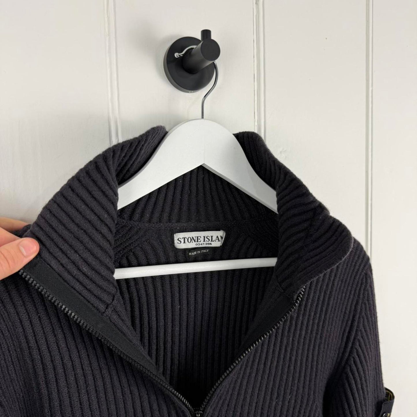 Stone Island Ribbed Half Zip Knit Navy (S/M)