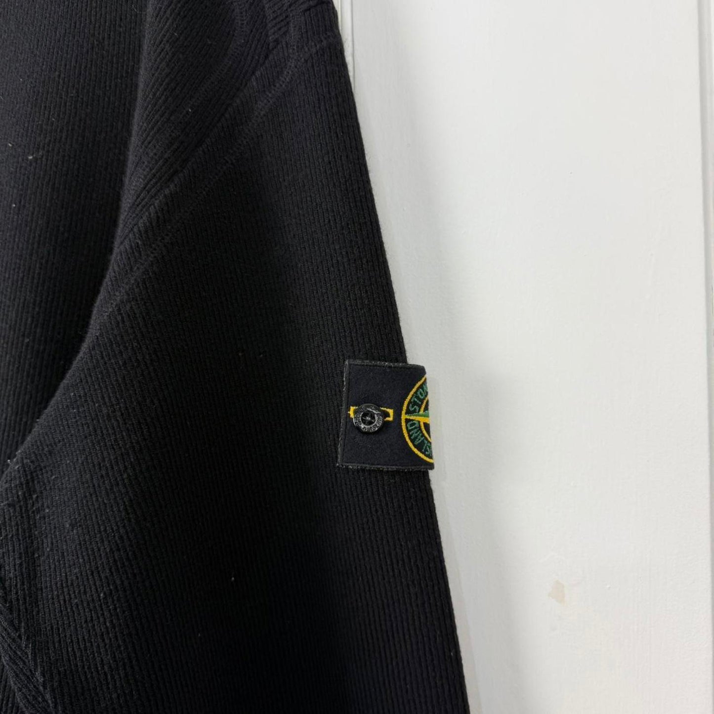 Stone Island Ribbed Wool Mock Neck Knit Black (XL)