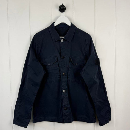 Stone Island Ghost Button Popper Shirt Navy (L)
