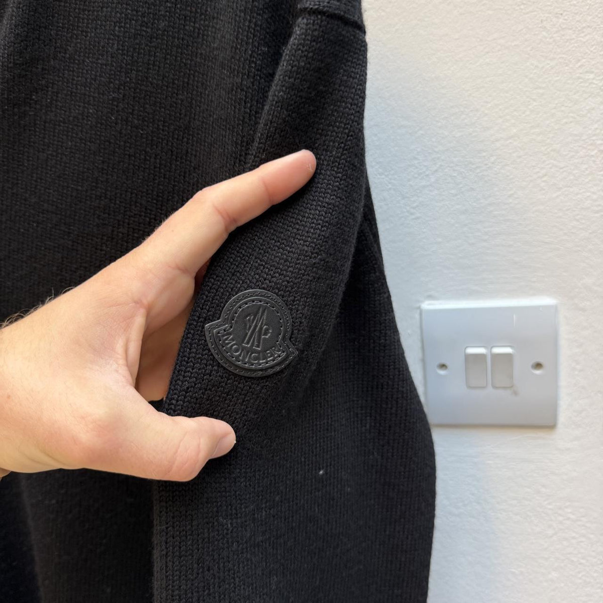 Moncler Black Tricot Knit Zip Jumper (XL)