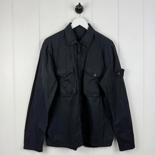 Stone Island Ghost Zip Over Shirt in Black (L)