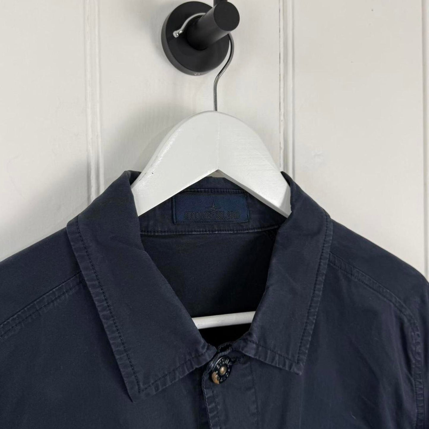 Stone Island Ghost Button Popper Shirt Navy (L)