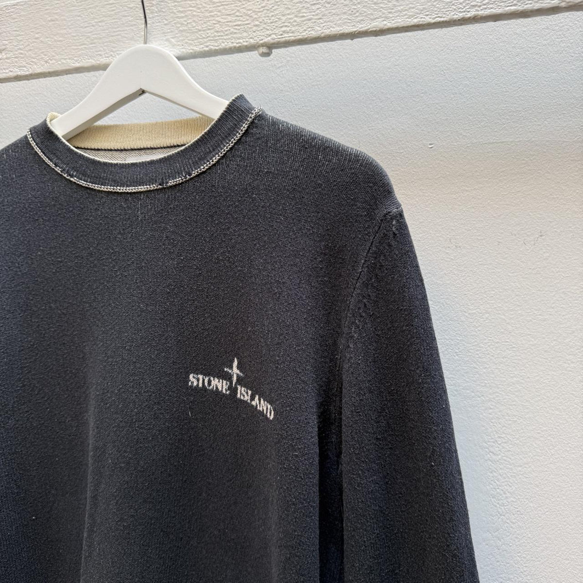 Early 2000s Stone Island Logo Knit Jumper (L)
