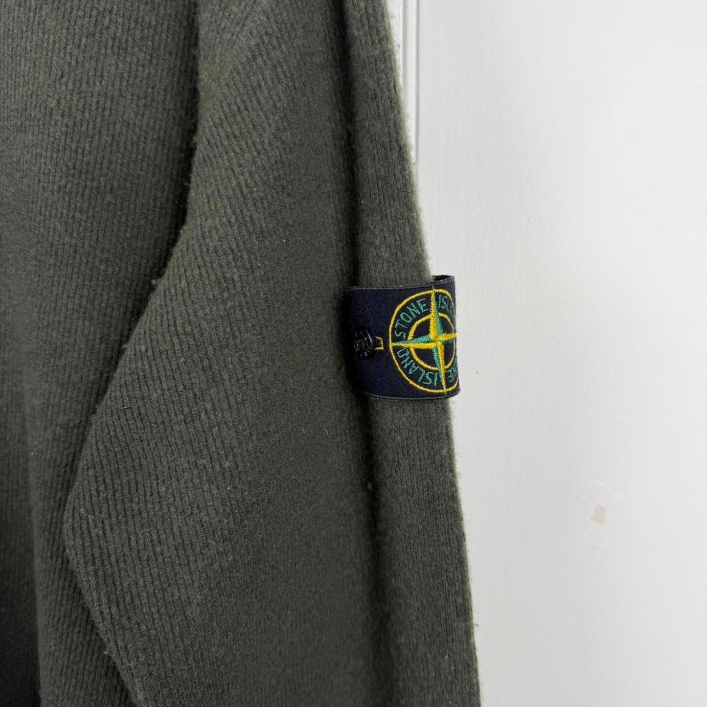 2000's Stone Island Wool Nylon Knit Sweater Khaki Green (XXL)