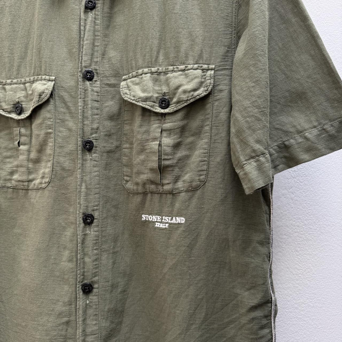 00s Stone Island Script Logo Linen Shirt (M)