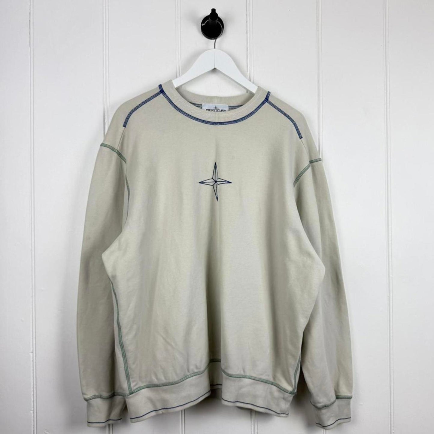 Stone Island Logo Crewneck Sweatshirt Cream (L)