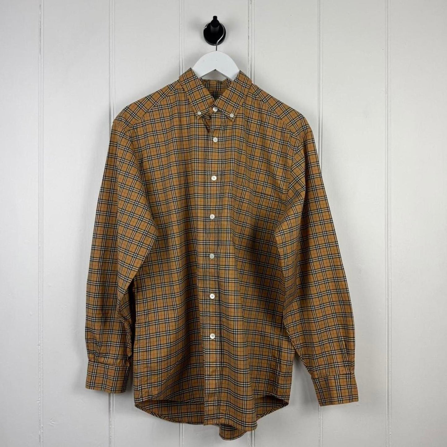 Burberry London Check Button Down Shirt Tan Nova Check (M)
