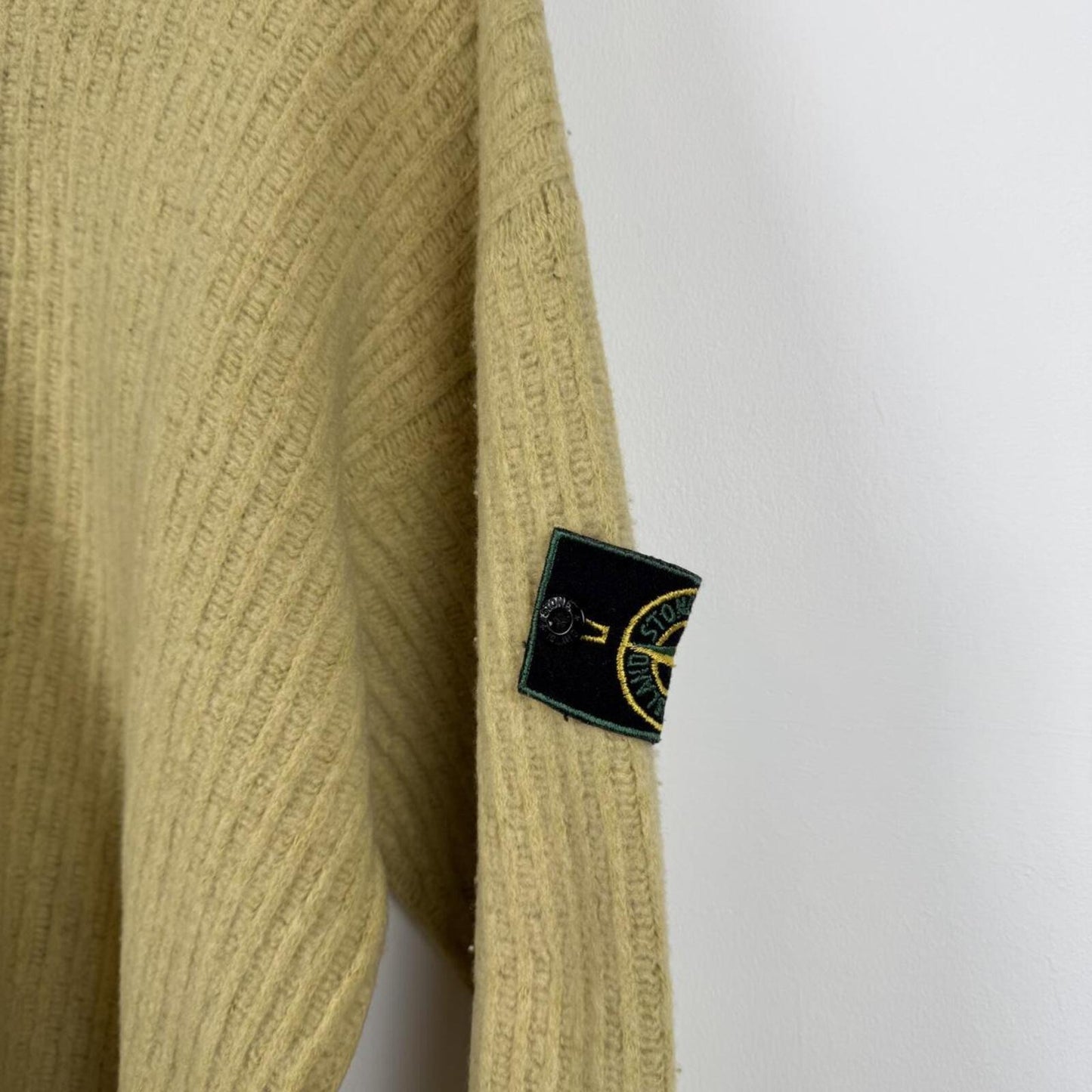 Stone Island Ribbed Wool Blend Knit Jumper Beige (M/L)