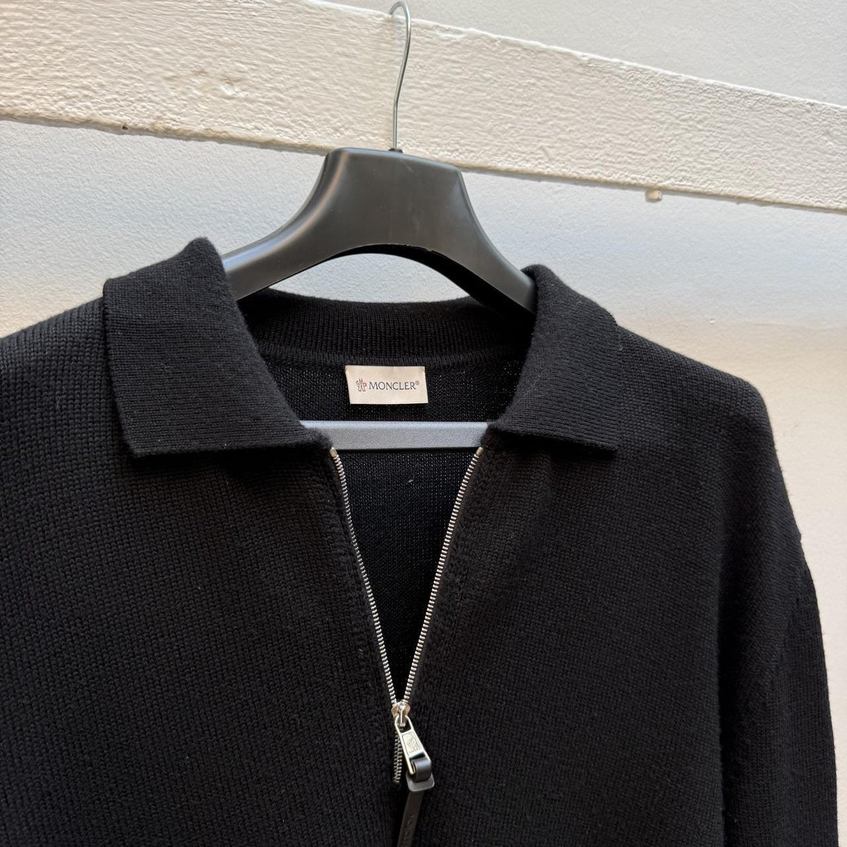 Moncler Black Tricot Knit Zip Jumper (XL)