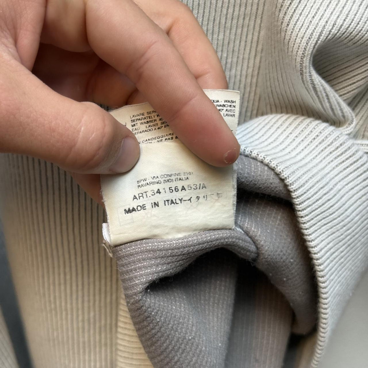 Early 00s Stone Island Ribbed Knit Jumper – Light Grey (L)