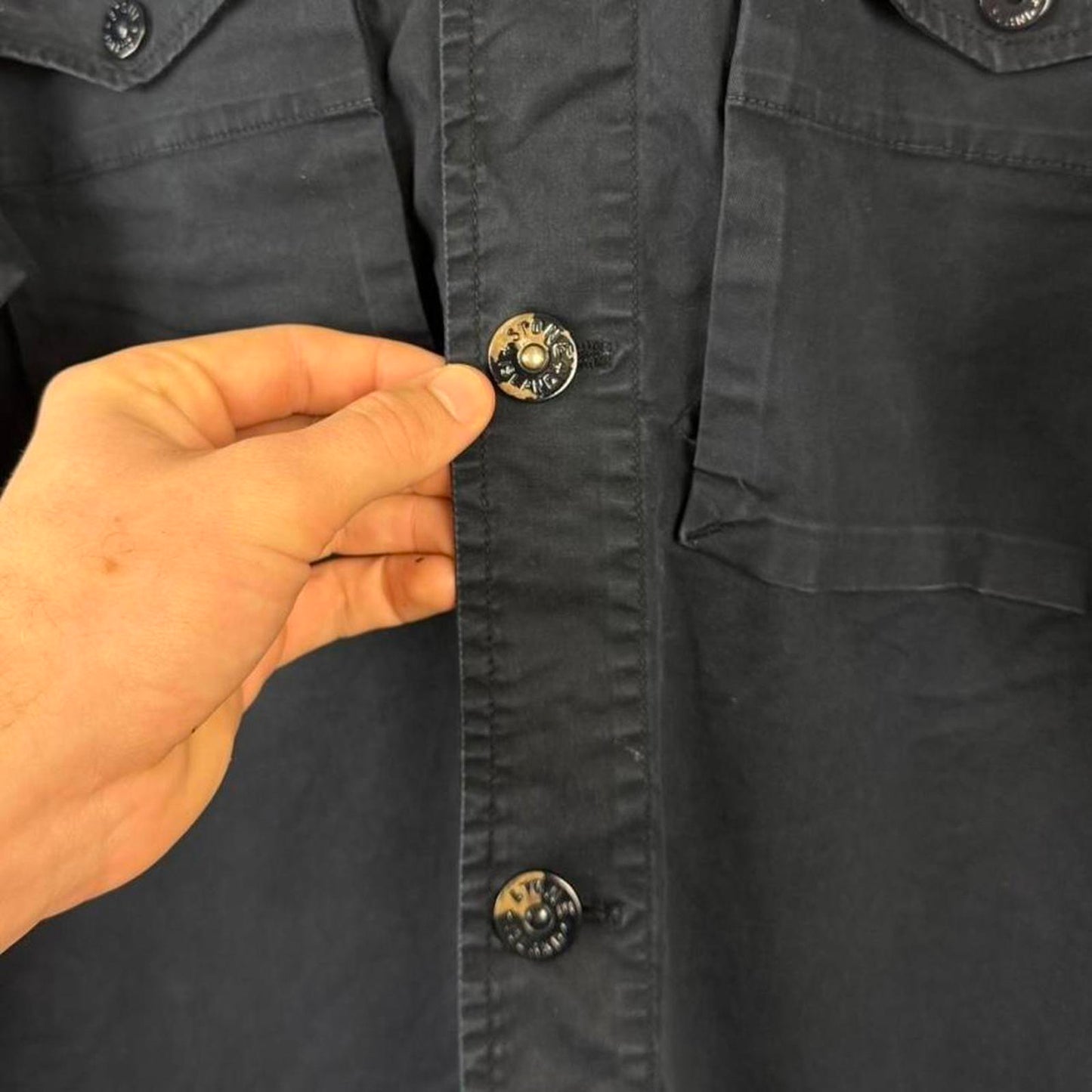 Stone Island Ghost Button Popper Shirt Navy (L)