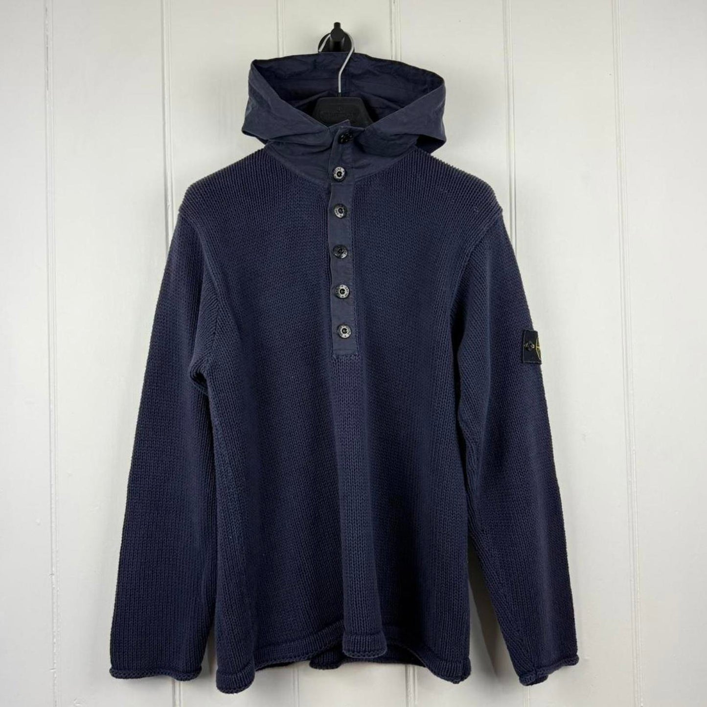 Stone Island Hooded Knit Jumper – Navy (L)